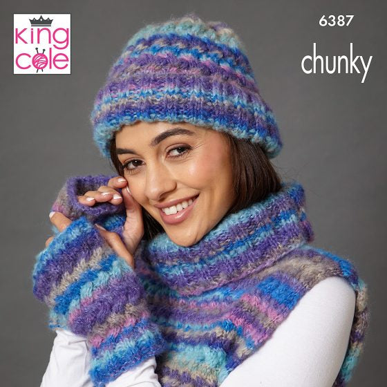 Accessories knitted in Flair Chunky - King Cole Pattern 6387