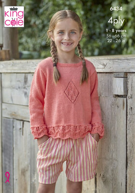 Children's Top and Cardigan  in Cherished 4Ply - King Cole Pattern 6434