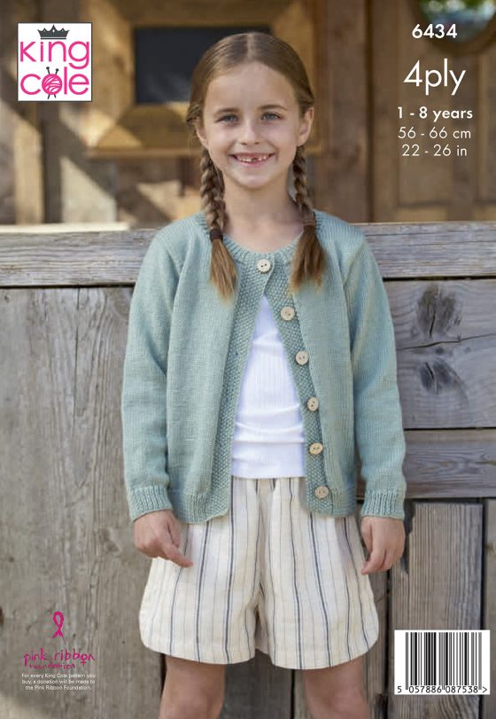 Children's Top and Cardigan  in Cherished 4Ply - King Cole Pattern 6434