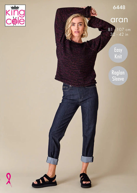Sweaters knitted in Firefly Aran - King Cole Pattern 6448