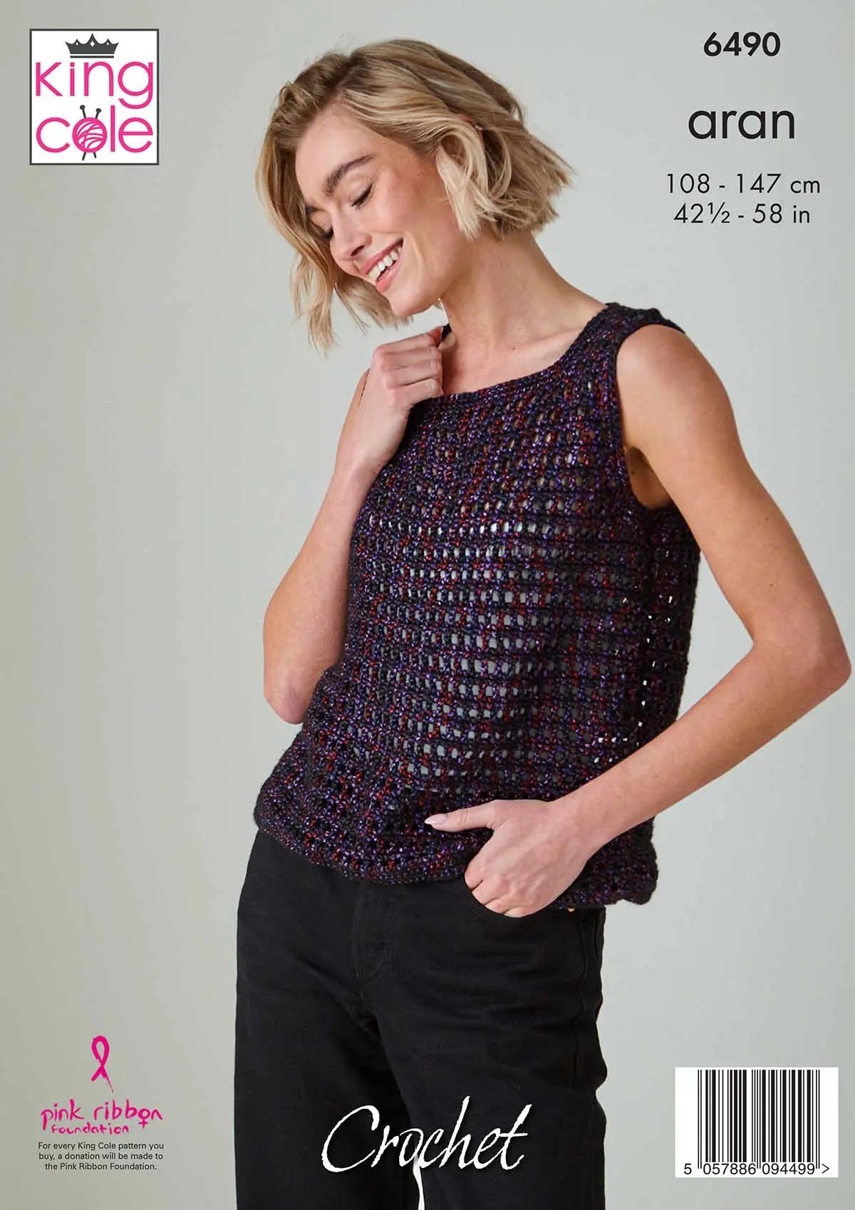 Long Sleeve Top and Vest crocheted in Firefly Aran King Cole Pattern 6490