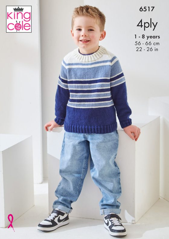 Children's Sweater and Cardigan  in Cherished 4Ply - King Cole Pattern P6517