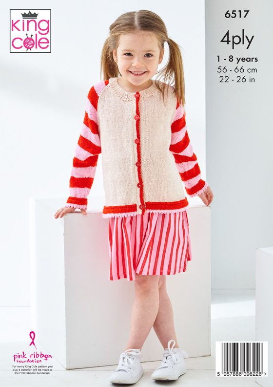 Children's Sweater and Cardigan  in Cherished 4Ply - King Cole Pattern P6517