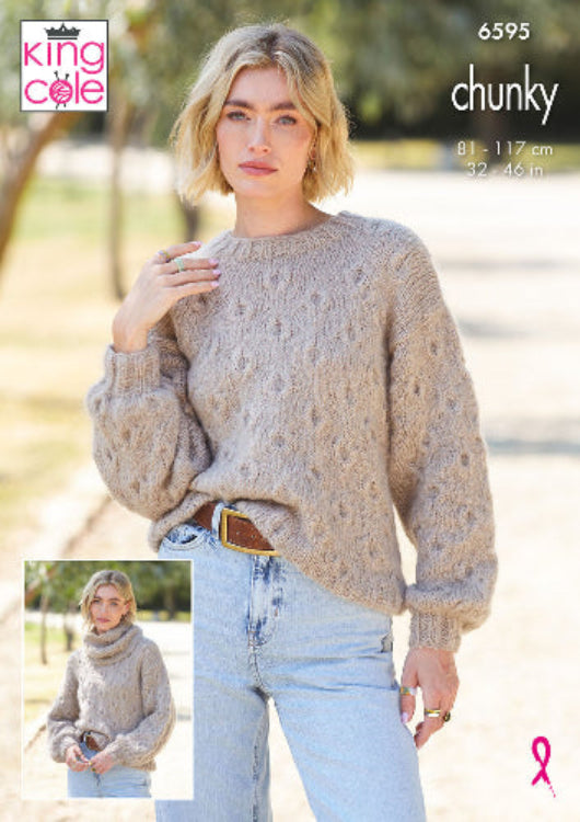 Tank Top, Sweater and Cowls knitted in Flair Solo Chunky King Cole -  Pattern 6595