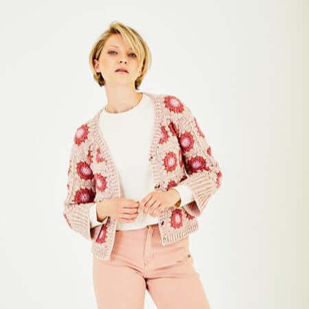 Crochet Granny Square Jacket in Aran Yarn 