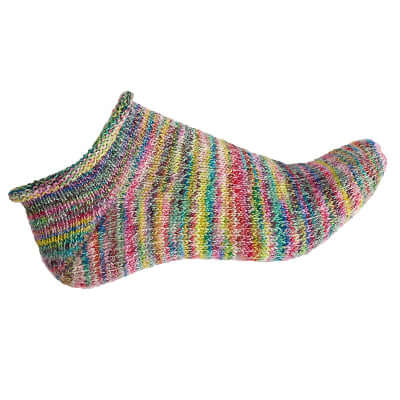 Toe up Shortie sock workshop over 2 sessions using Lang Footprints sock yarn 