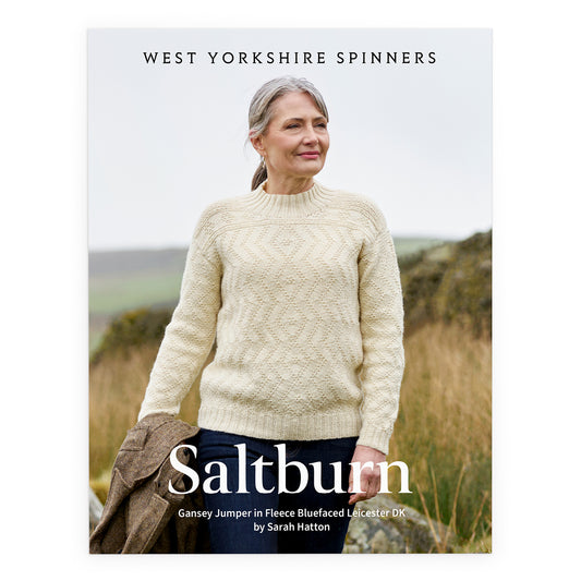 Saltburn Gansey Jumper in Blue Faced Leicester DK by Sarah Hatton