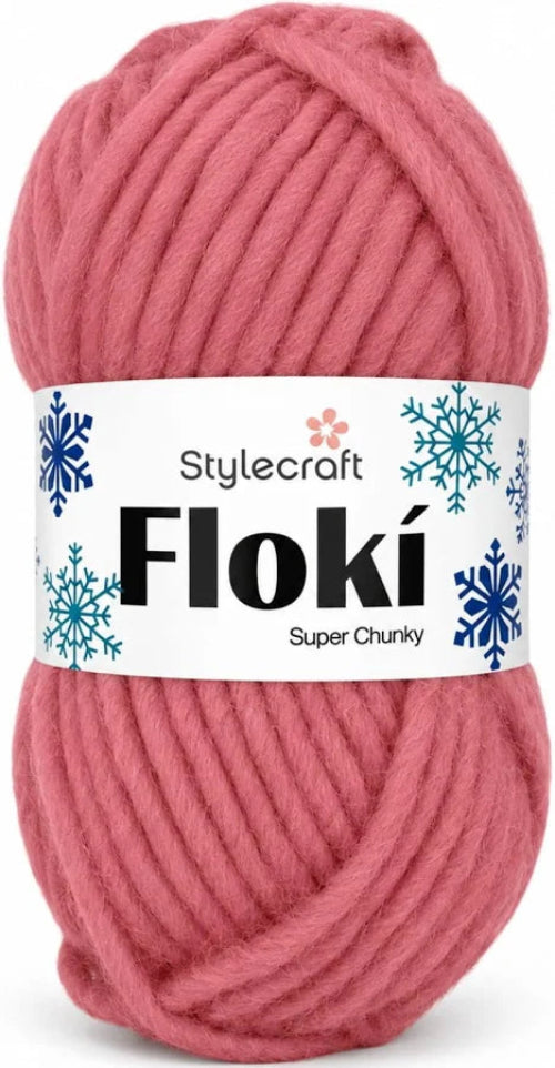 a ball of Stylecraft Floki super chunky yarn in Carnation pink.