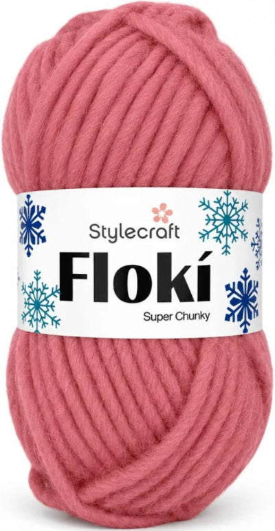 a ball of Stylecraft Floki super chunky yarn in Carnation pink.