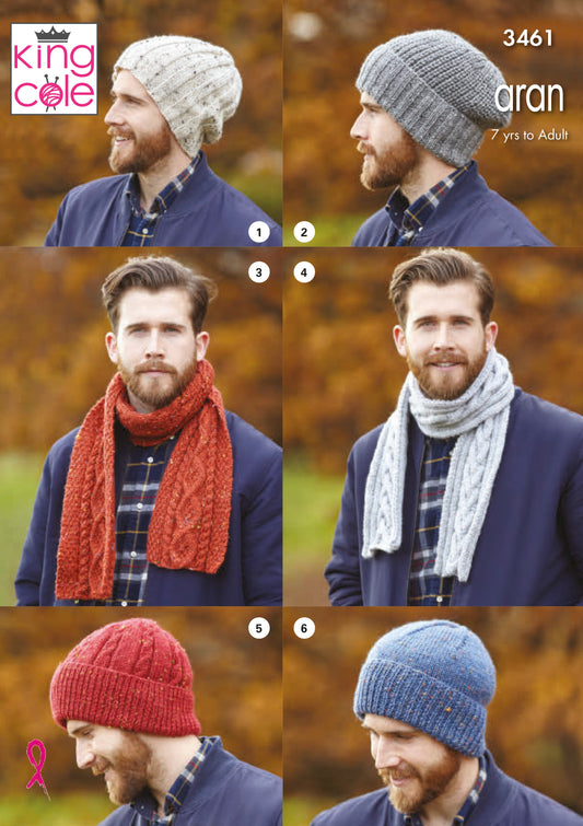 King Cole Pattern 3461 - Men's Hats, Gloves and Scarves