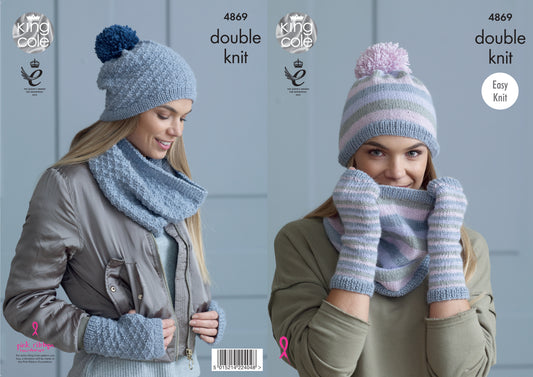 King Cole Baby Alpaca DK Pattern - 4869 Snoods, Hats and Mitts
