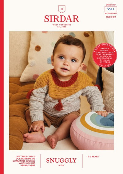 Baby sweater crochet pattern in Sirdar Snuggly 4 ply yarn