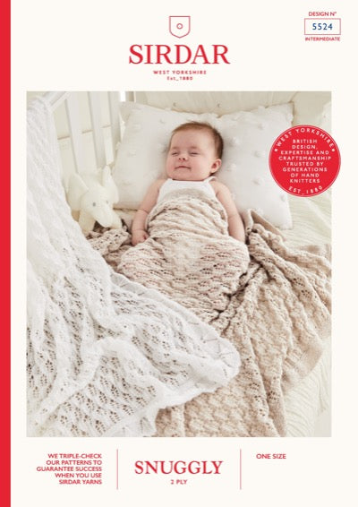 Baby blanket knitting pattern knitted in Sirdar Snuggly 2 ply yarn