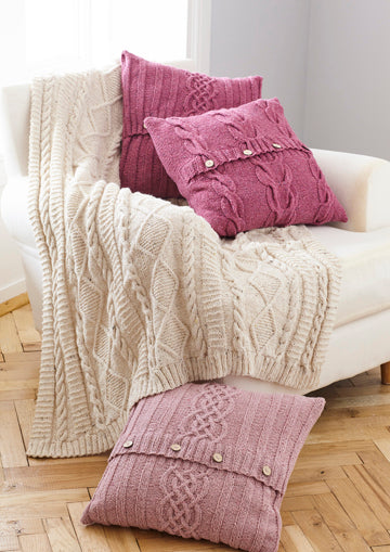 King Cole Forest Aran Pattern 5660 - Throw and Cushion Cover