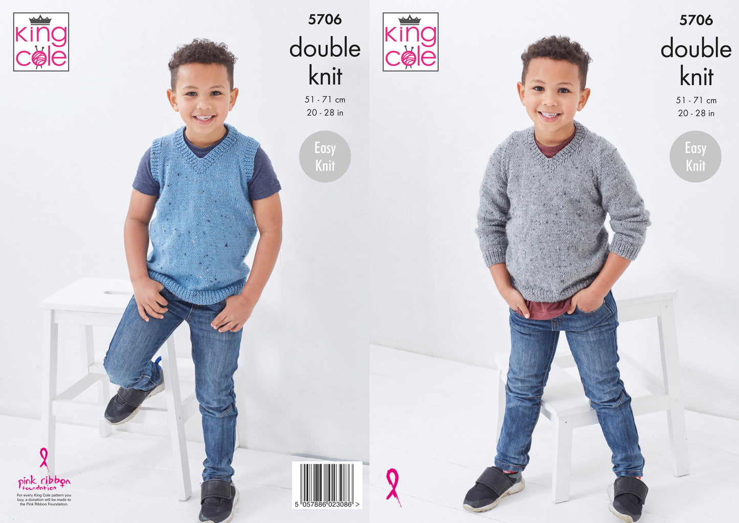 King Cole Big Value Tweed DK Pattern - 5706 Children's Sweater and Slipover