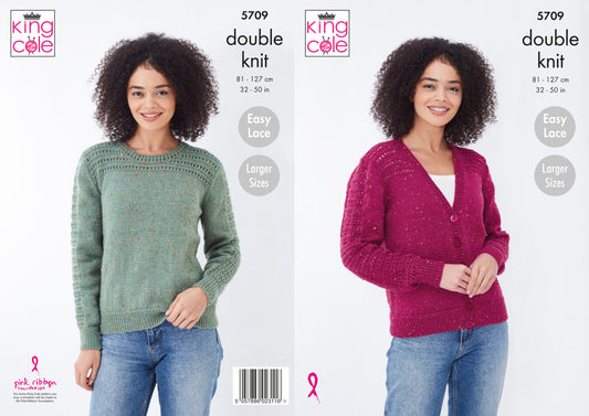 King Cole Big Value Tweed DK Pattern - 5709 Cardigan and Sweater