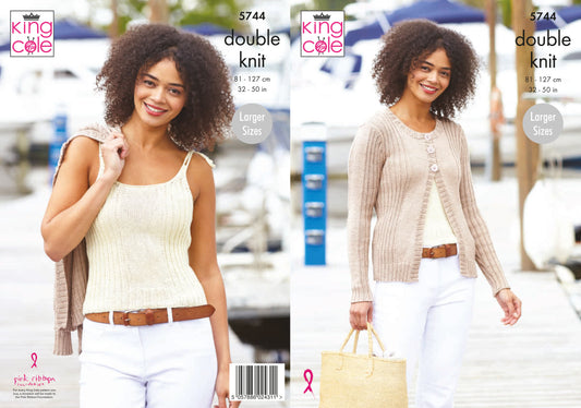 King Cole Cottonsmooth DK Pattern - 5744 Cardigan and Top