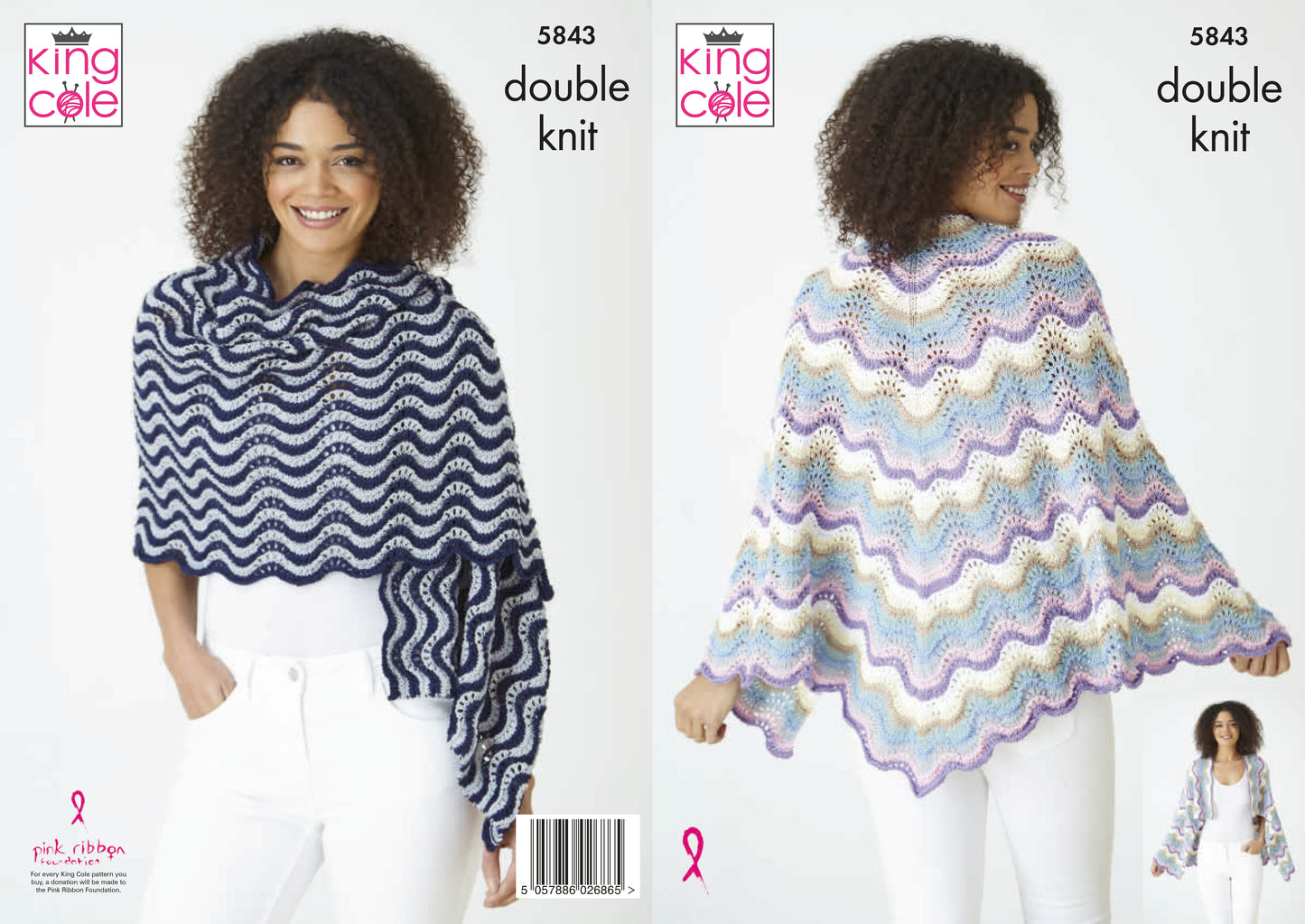 King Cole Cottonsmooth DK Pattern - 5843 Knitted Shawls