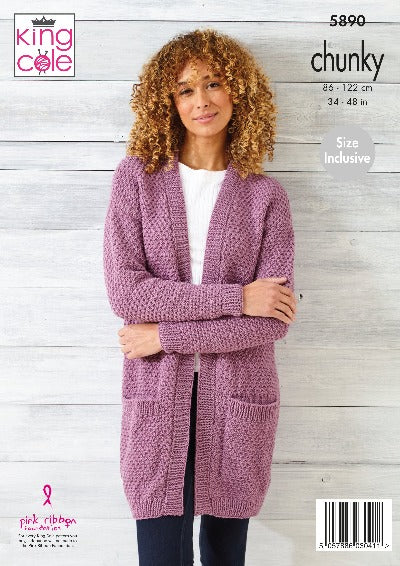 Chunky Cardigan and Coat knitted in King Cole Wildwood - 5890