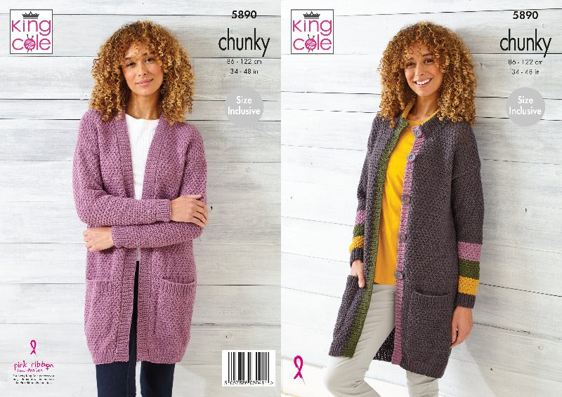 Chunky Cardigan and Coat knitted in King Cole Wildwood - 5890