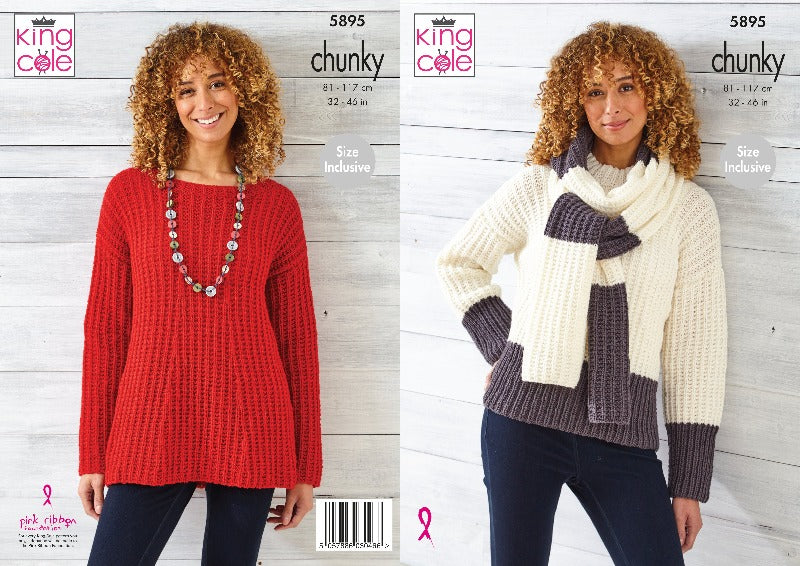 Chunky Tunic, Sweater and Scarf Pattern in King Cole Wildwood - 5895