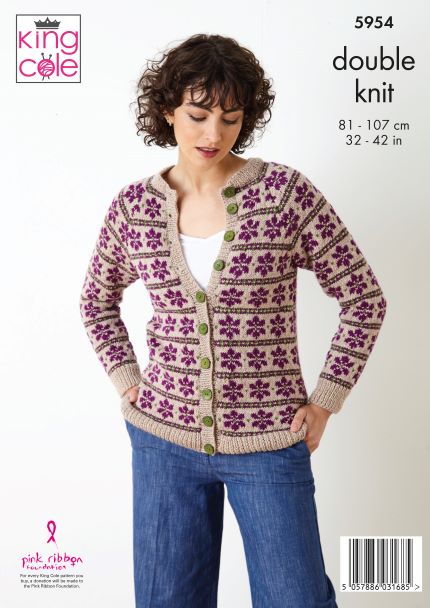 Womens Colour Work Cardigan & Slipover - 5954