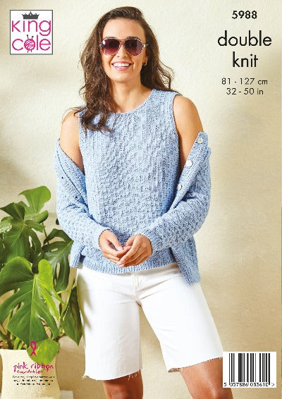 Cardigan and Summer Top in King Cole Linendale DK - Pattern 5988