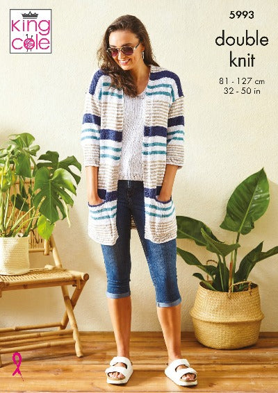 Cardigan and Summer Top in King Cole Linendale DK - Pattern 5993