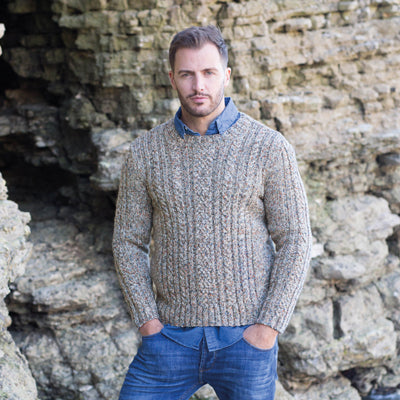 West Yorkshire Spinners Men's Sweater Knitting Pattern in The Croft Shetland Tweed Aran