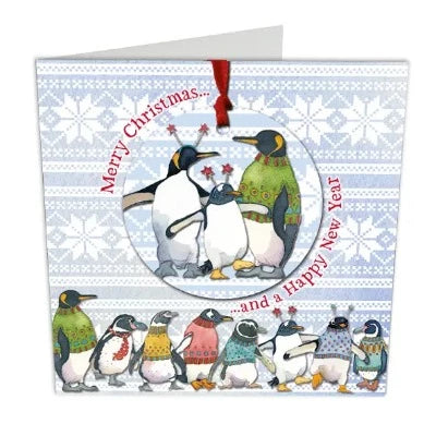 Emma Ball - Penguin in Pullovers Bauble Card