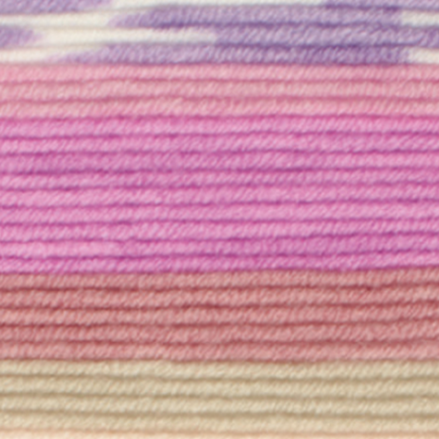 Variegated yarn containing pastel yellow, orange, pinks and purples