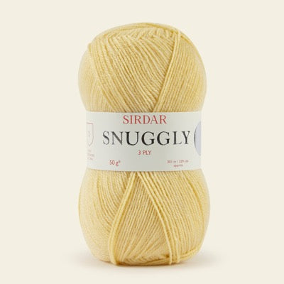 Ball of Sirdar Snuggly 3 Ply Yarn in shade Buttercup 526