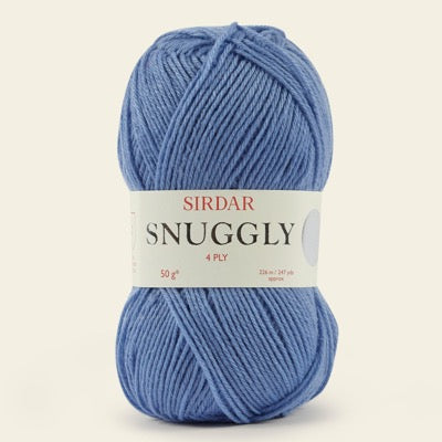 Ball of Sirdar Snuggly 4 Ply Yarn in shade Denim Blue 326