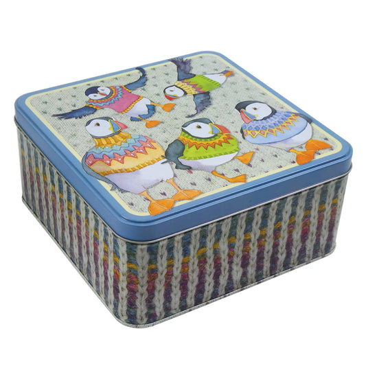 Emma Ball - Woolly Puffin Large Square Tin