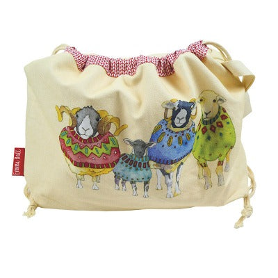 Emma Ball Drawstring Bag in Sheep in Sweaters design